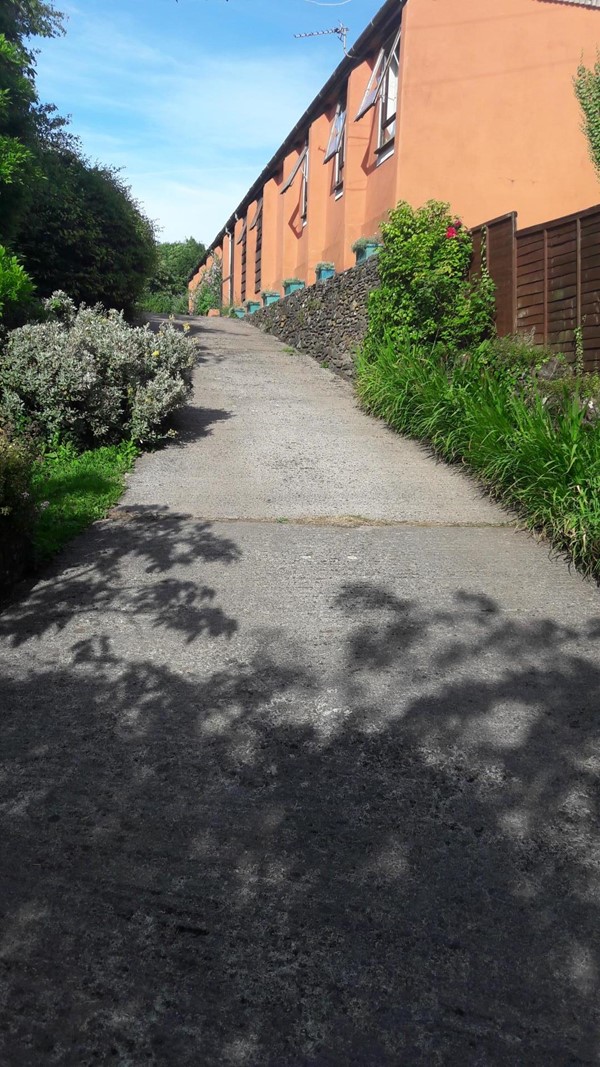 Steep path from accommodation to studio