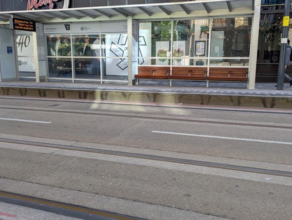 Image of a tram shelter with seating