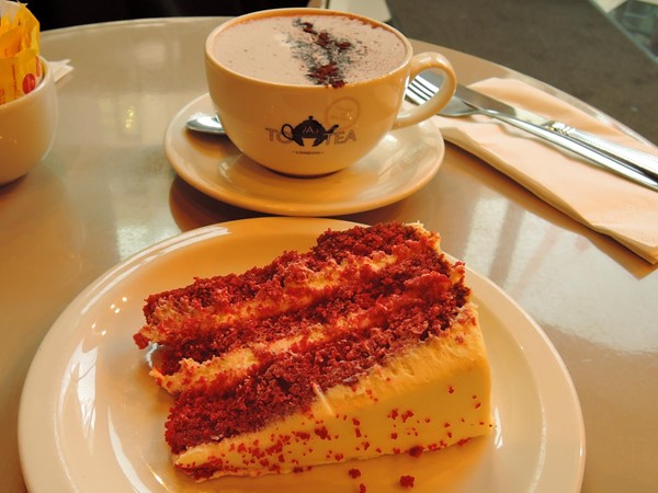 Red velvet cake from a previous visit.