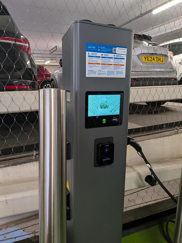 image of electric vehicle charging point without integrated cable from the front