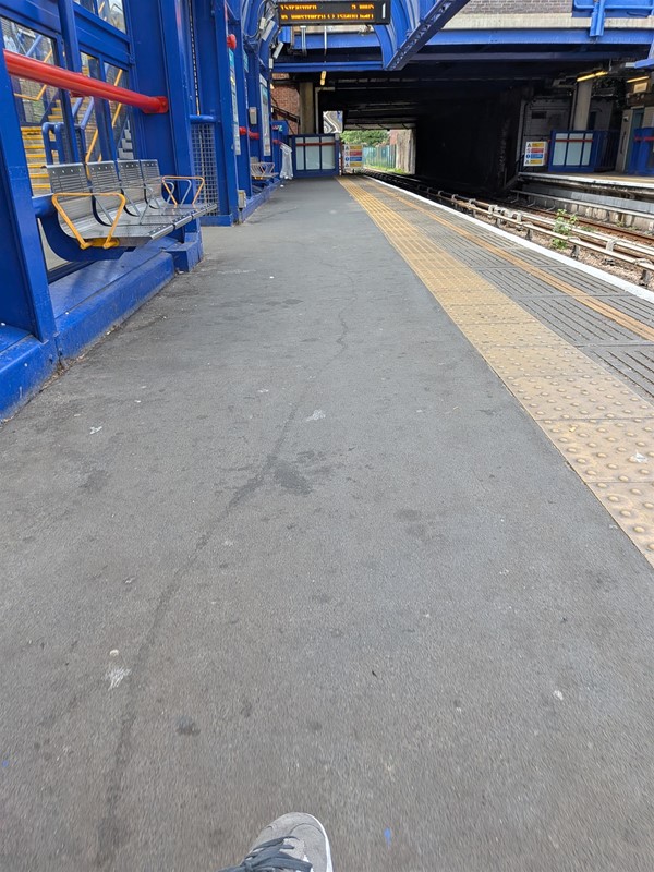 Image of Bow Church DLR station platform and seating