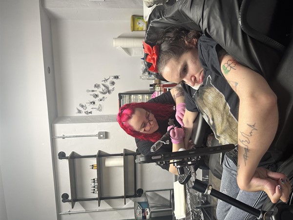 Me getting tattooed by Emmy Rose