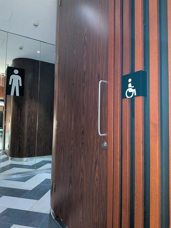 image of the door to the accessible bathroom