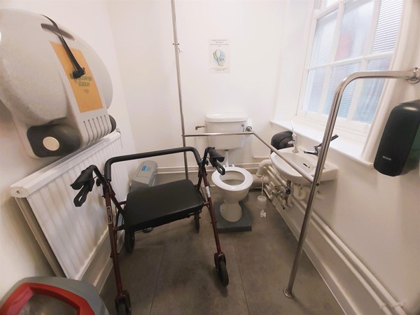 Image of a toilet and grabrails