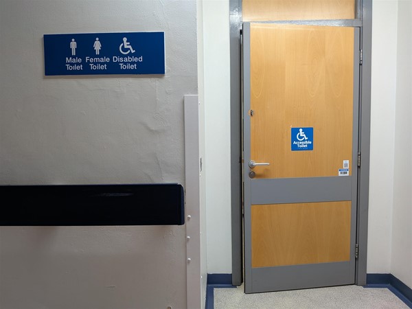 image of toilet signage and door Children's Hospital