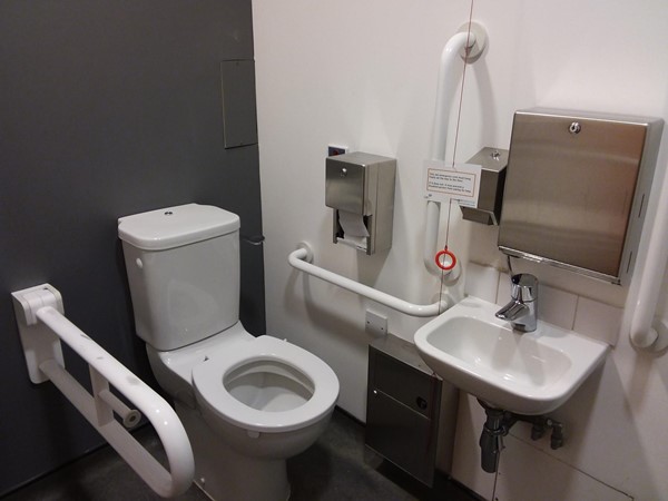 Accessible toilet with Euan's Guide Red Cord Card