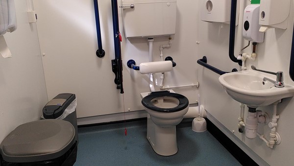 Picture of  the temporary accessible toilet at Saltram, Plymouth