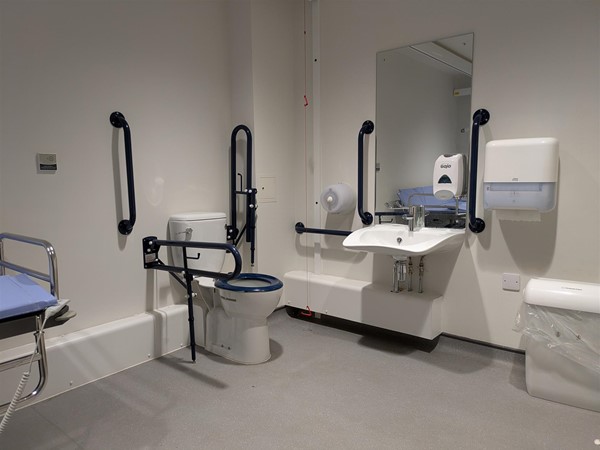 Image of Changing Places toilet at Aerospace showing toilet and sink