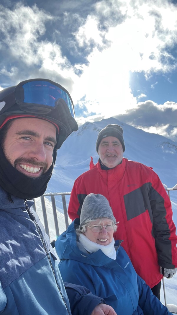 Me, my husband and son out on the deck
