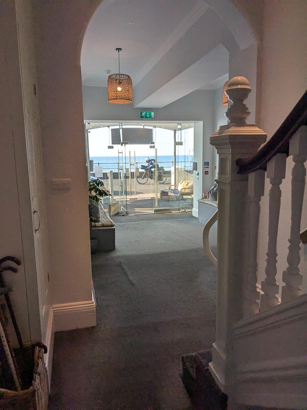Image of a glass front door from the interior