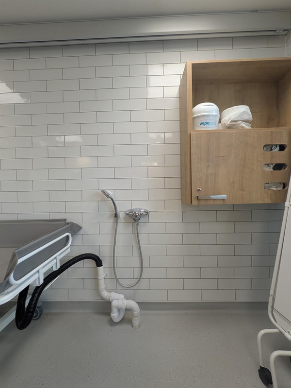 Image of Adjustable change bed and showerr