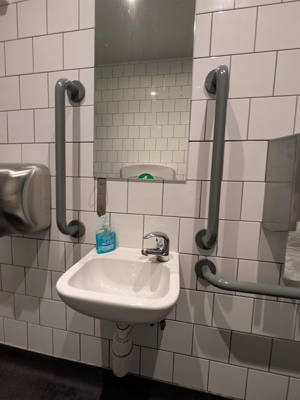 Image of sink with rails on either side