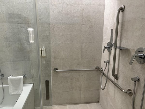 Shower and bath. Shower area looked ok to me.