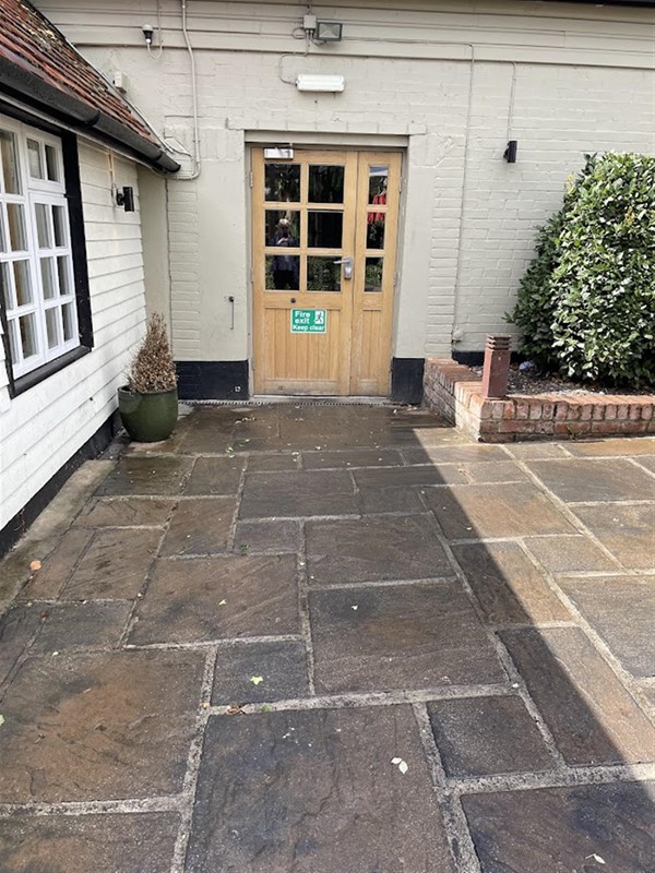 The back entrance which leads straight to the disabled toilet