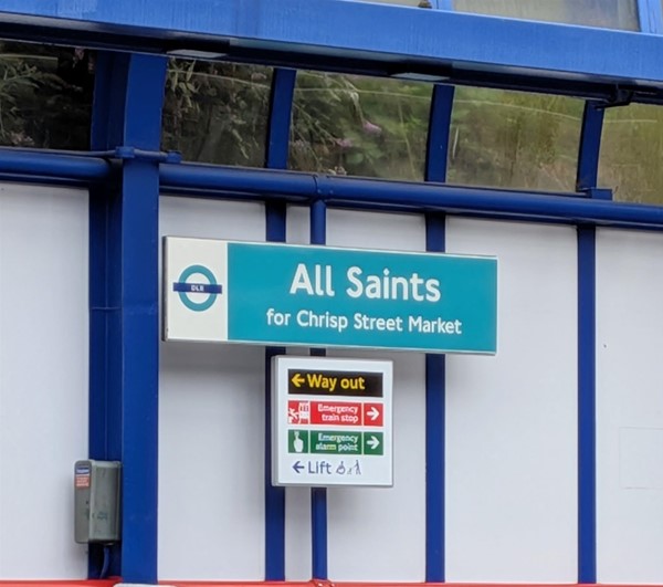 Image of sign on All Saints station platform