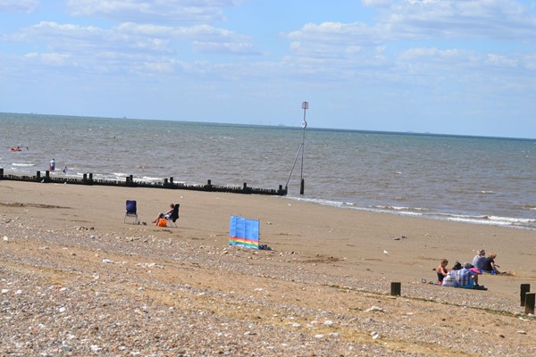 The stony beach taken from the promenade at Hunstanton