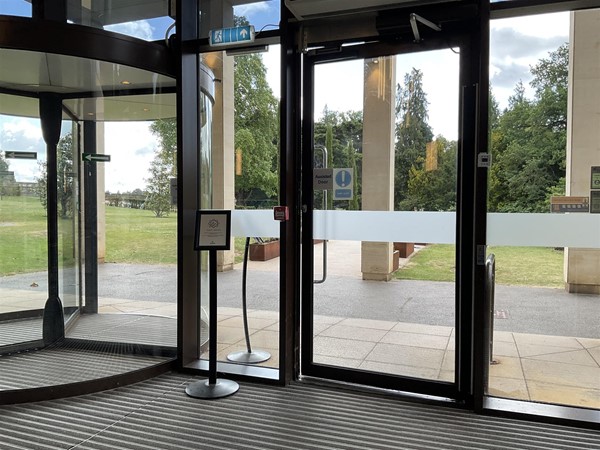 The main door is on the Level, with automatic door, and easy to enter