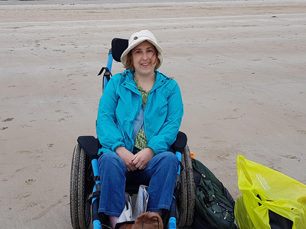 Out on lovely Marble Hill Strand on the beach wheelchair I borrowed from Shandon Hotel