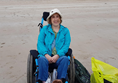 Out on lovely Marble Hill Strand on the beach wheelchair I borrowed from Shandon Hotel