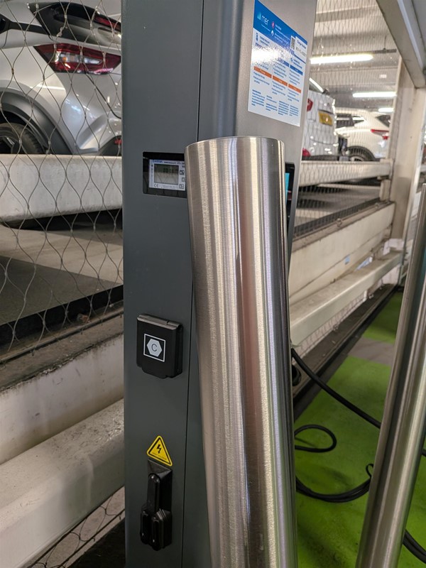 image of electric vehicle charging point without integrated cable from the side