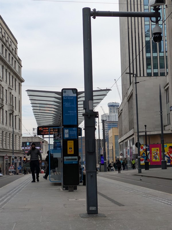 Image of seating and shelter at the tram stop