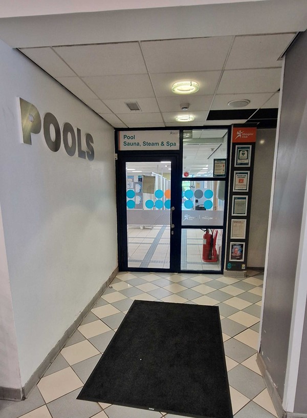 This is door you have to go through to get to accessible toilet on ground floor. You might need a hand to open the door though.