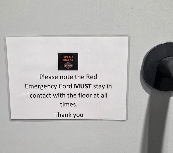Red cord sign.
