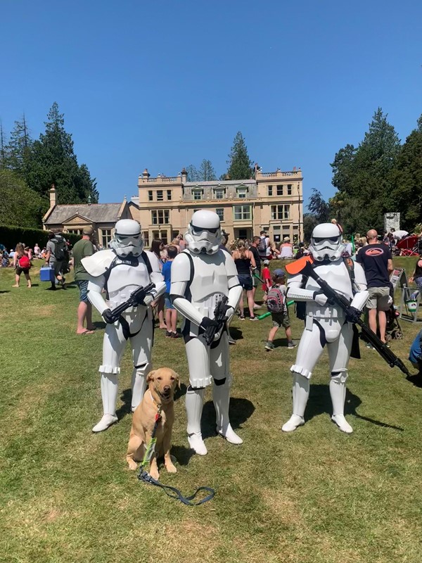 Stormtroopers and assistance dog at River Dart Country Park