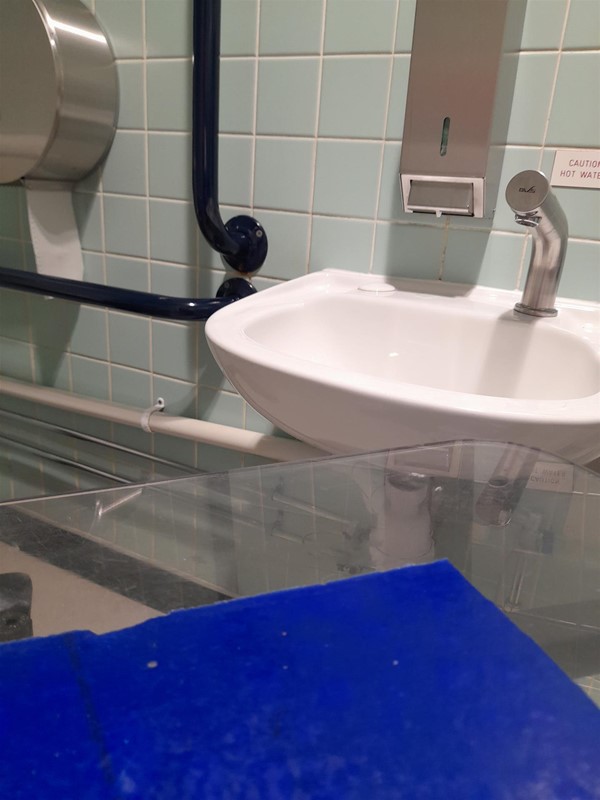 5 handrails. Two by the sink. Two mirrors in the toilet. One on the door.