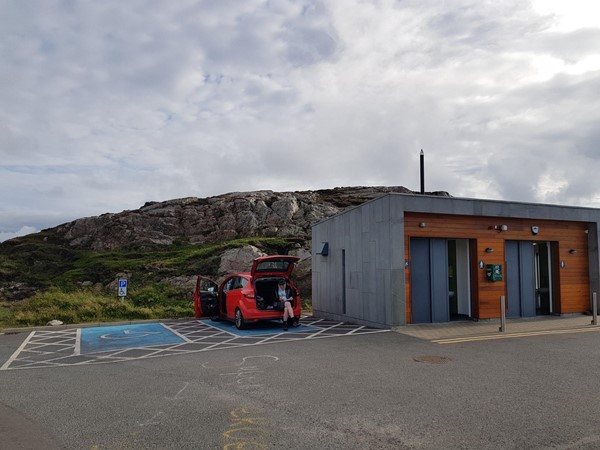 Malin Head's blue badge parking spaces and decent modern toilet block