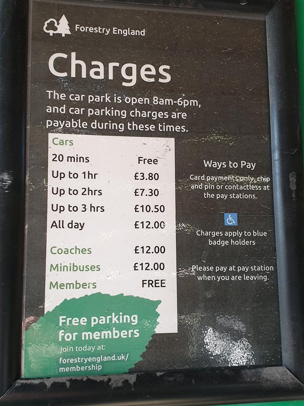 Image of a list of parking charges