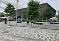 The view from the accessible parking area as you look across to the ship like shape of the V & A Dundee building