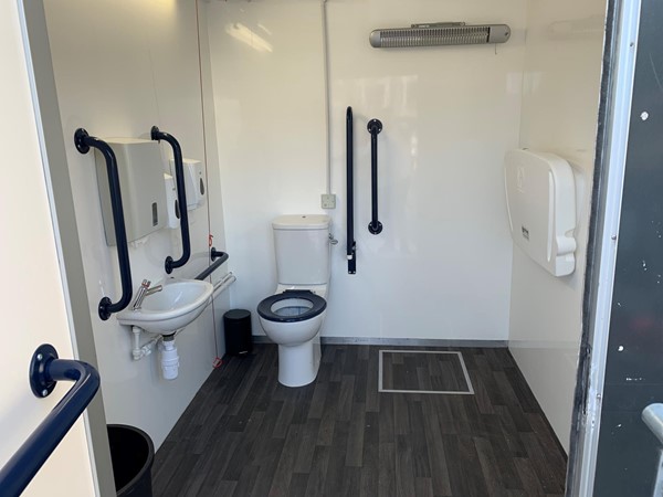 Inside of the accessible toilet on site.