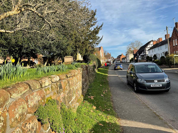 Picture of the road by the churchyard