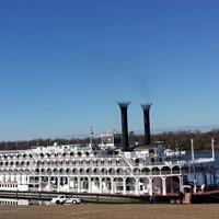 The American Queen paddle steamer on the Mississippi River, Memphis - Tennessee.