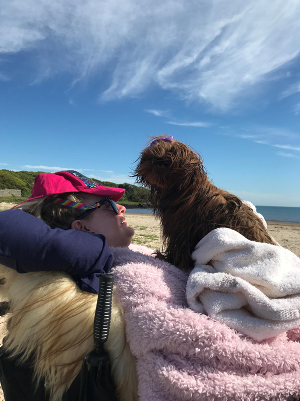 Rachel and her wet dog Mabel..................