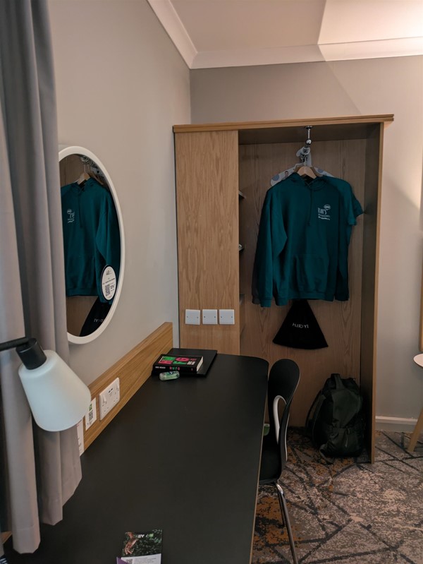Image of desk and wardrobe