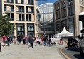 Outside the St. James Centre in the sunshine