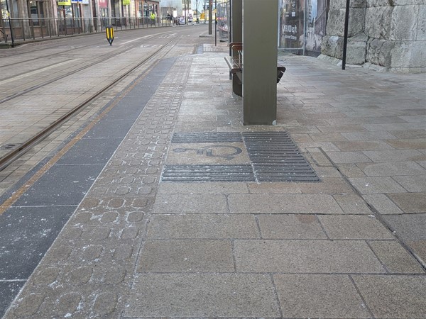 Image of accessible boarding area on tram station platform