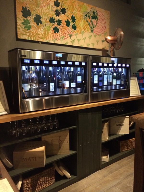 The wines on tap.