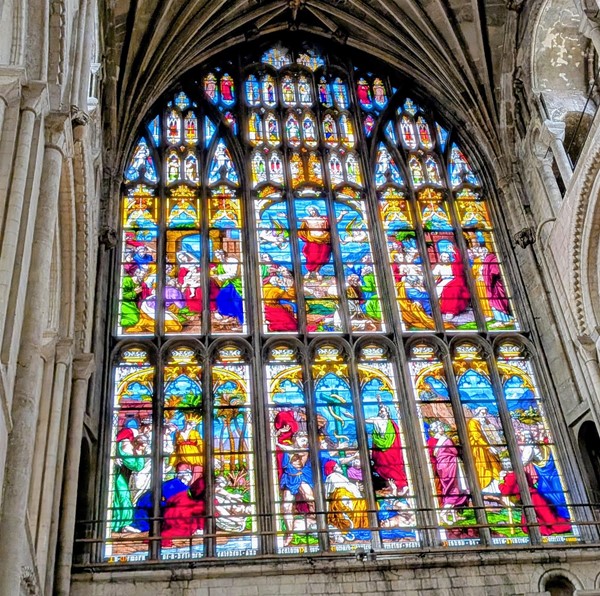 Image of a large stained glass window