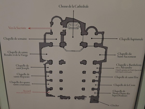 Cathedral floor plan, showing the different side chapels