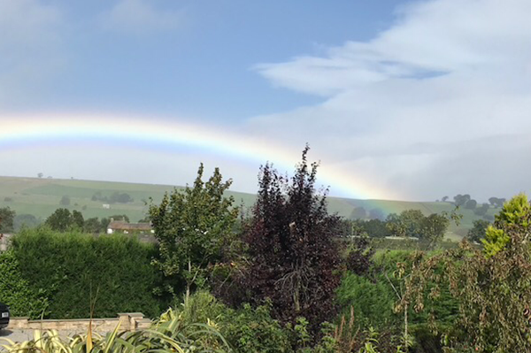 Rainbow over the cottage ....sums it up really!