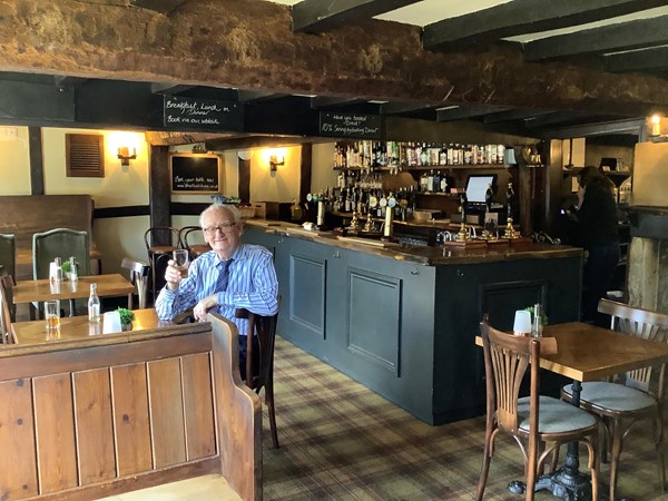 Man having a drink in a bar