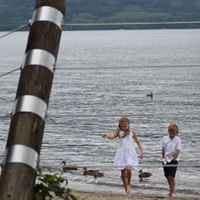 Kids at our fav destination in Scotland....Luss beach!