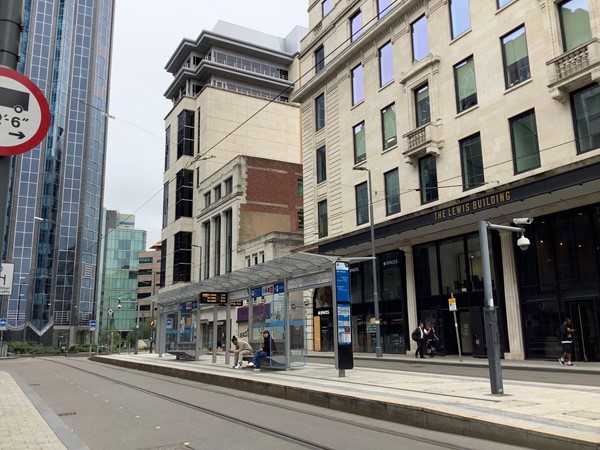 The other end of Temple Row, along Bull Street