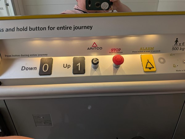 image of the controls of the platform lift at the accessible entrance