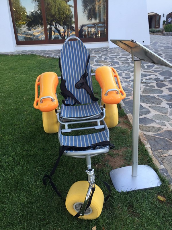 Sea wheelchair, available to use with the help of hotels own staff
