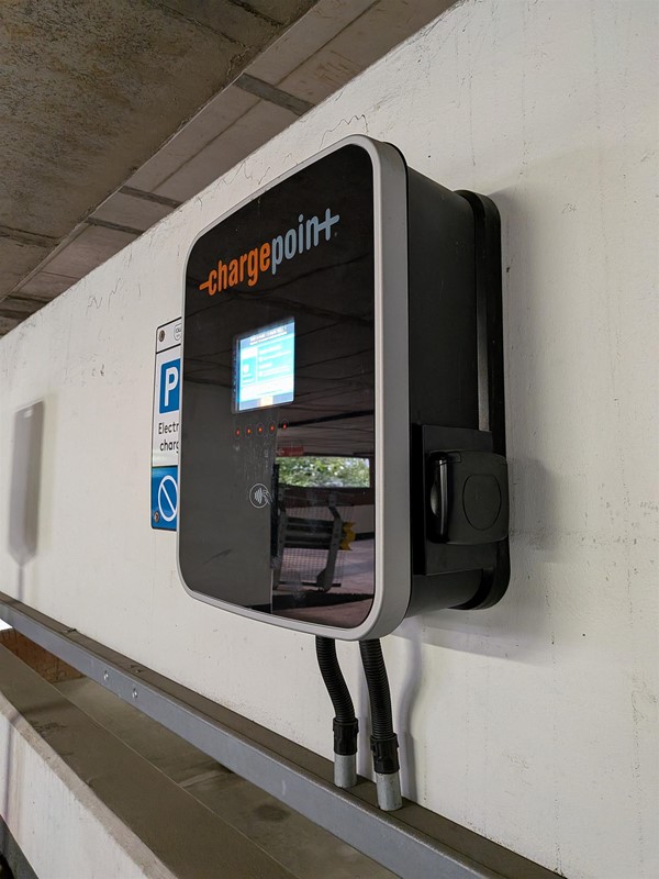 image of right side of electric vehicle charging point