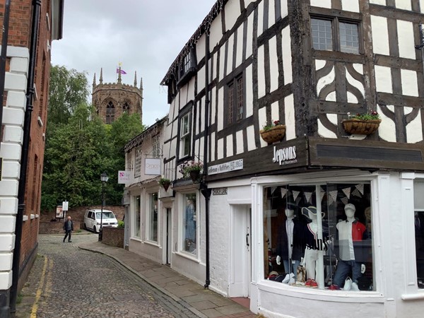 Picture of Nantwich street between some Tudor buildings